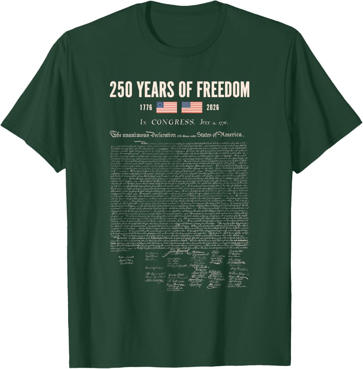 250 Years of Freedom Declaration of Independence 1776 Retro T-Shirt - T-Shirt | Forest
