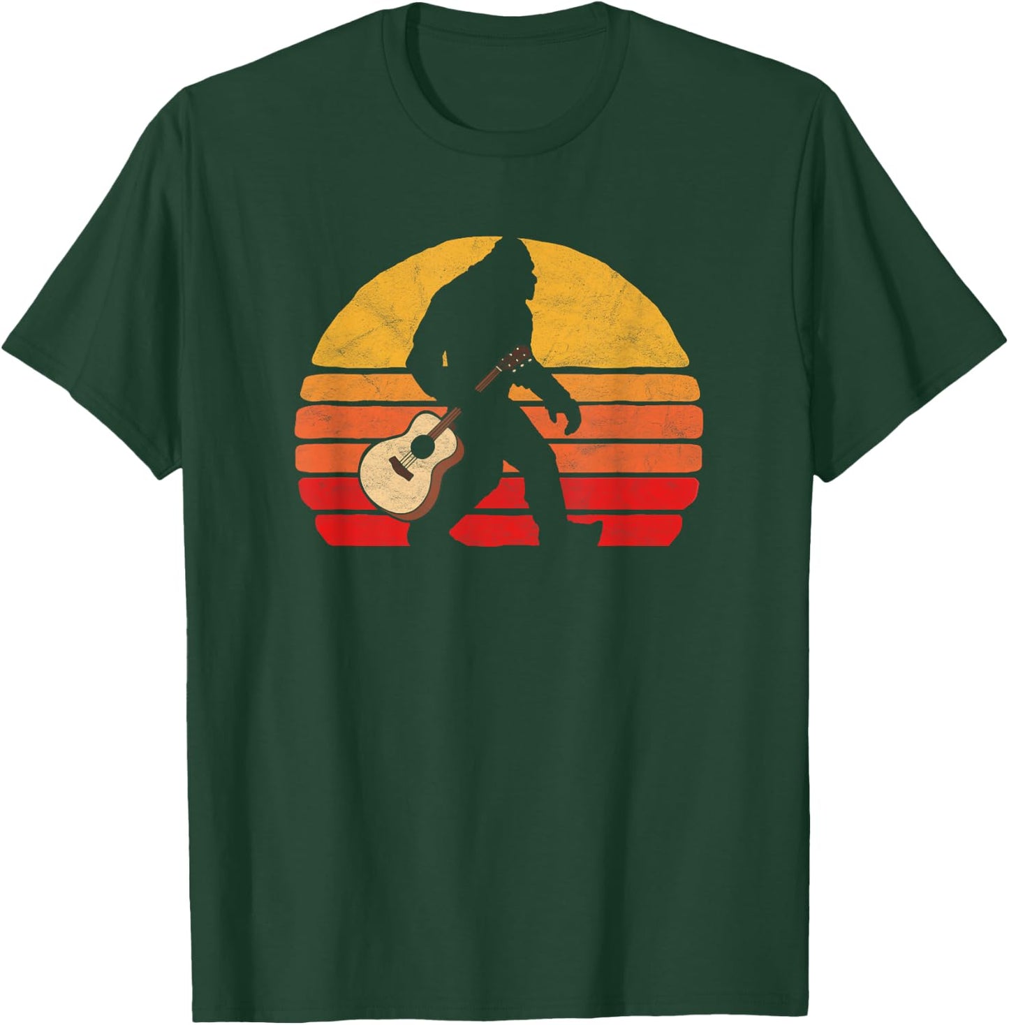 Bigfoot & Acoustic Guitar Country Rock Bluegrass Music T-Shirt - T-Shirt | Forest