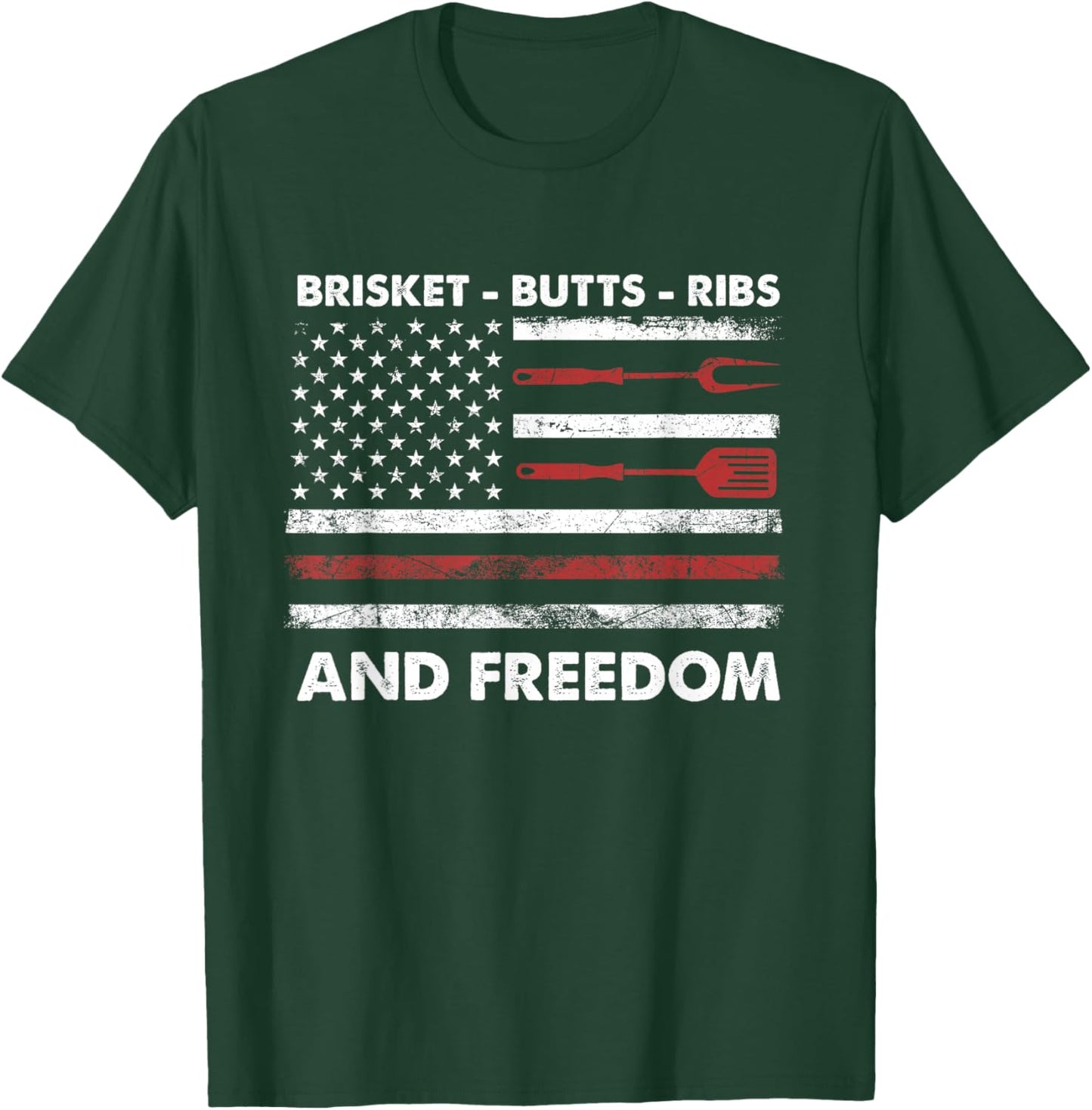 4th of July BBQ Grilling Cookout Brisket Butts Ribs Freedom T-Shirt - T-Shirt | Forest