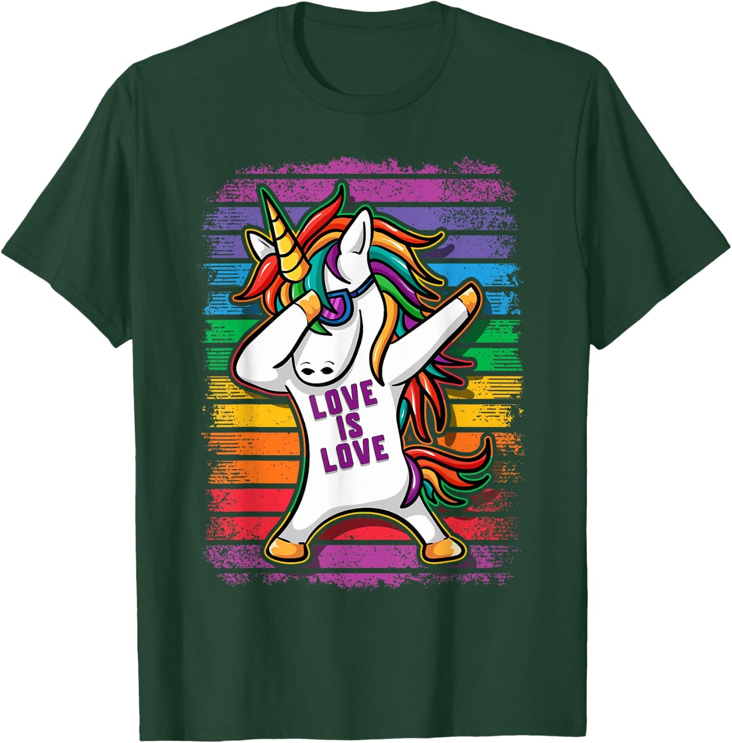 Gay Pride Dabbing Unicorn Love Is Love T-Shirt - T-Shirt | Forest