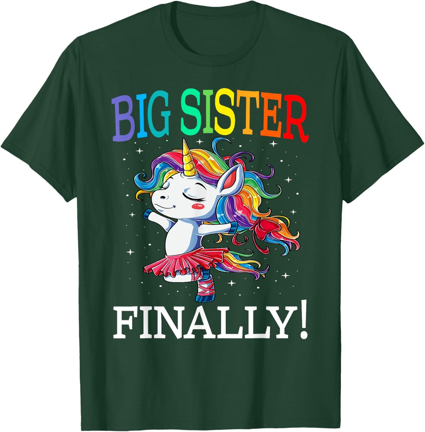 Big Sister Finally Unicorn Shirt - Unicorn Girl , Black, Small T-Shirt - T-Shirt | Forest
