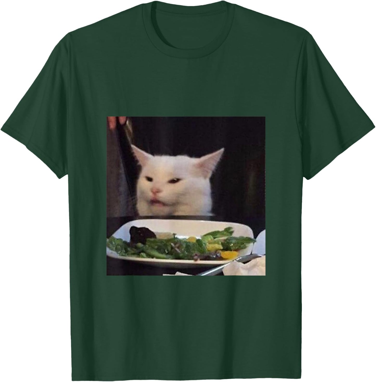 Dinner Table Cat Meme Funny Internet Yelling Confused Gift T-Shirt - T-Shirt | Forest