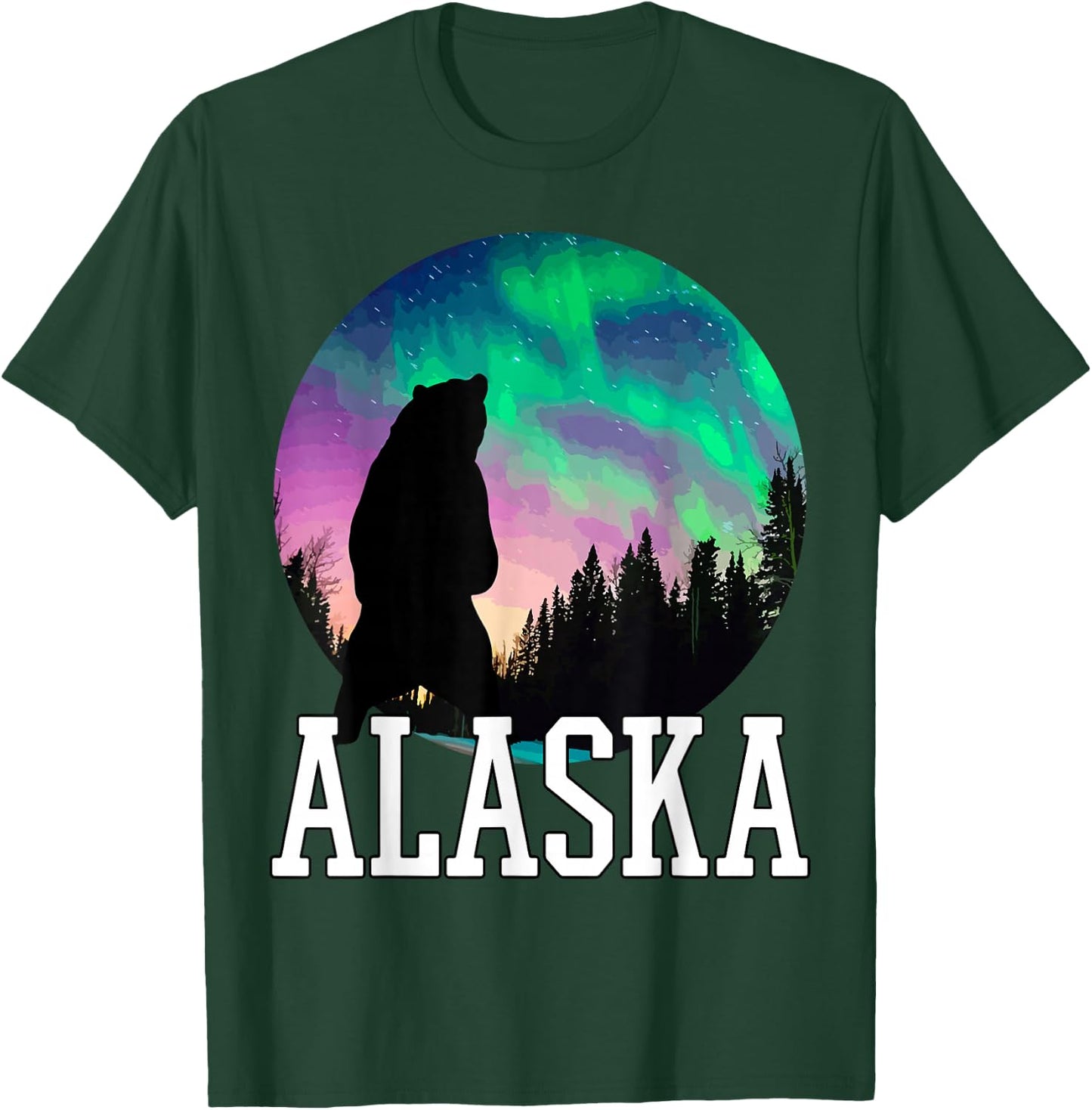 Alaska Nothern Lights Holiday View T-Shirt - T-Shirt | Forest