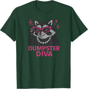 Dumpster Diva, Vintage Raccoon Cute Funny Animal Meme T-Shirt - T-Shirt | Forest