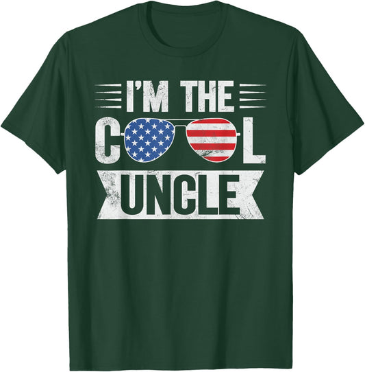 Cool Uncle American Flag Sunglasses Funny Uncle 4th of July T-Shirt - T-Shirt | Forest