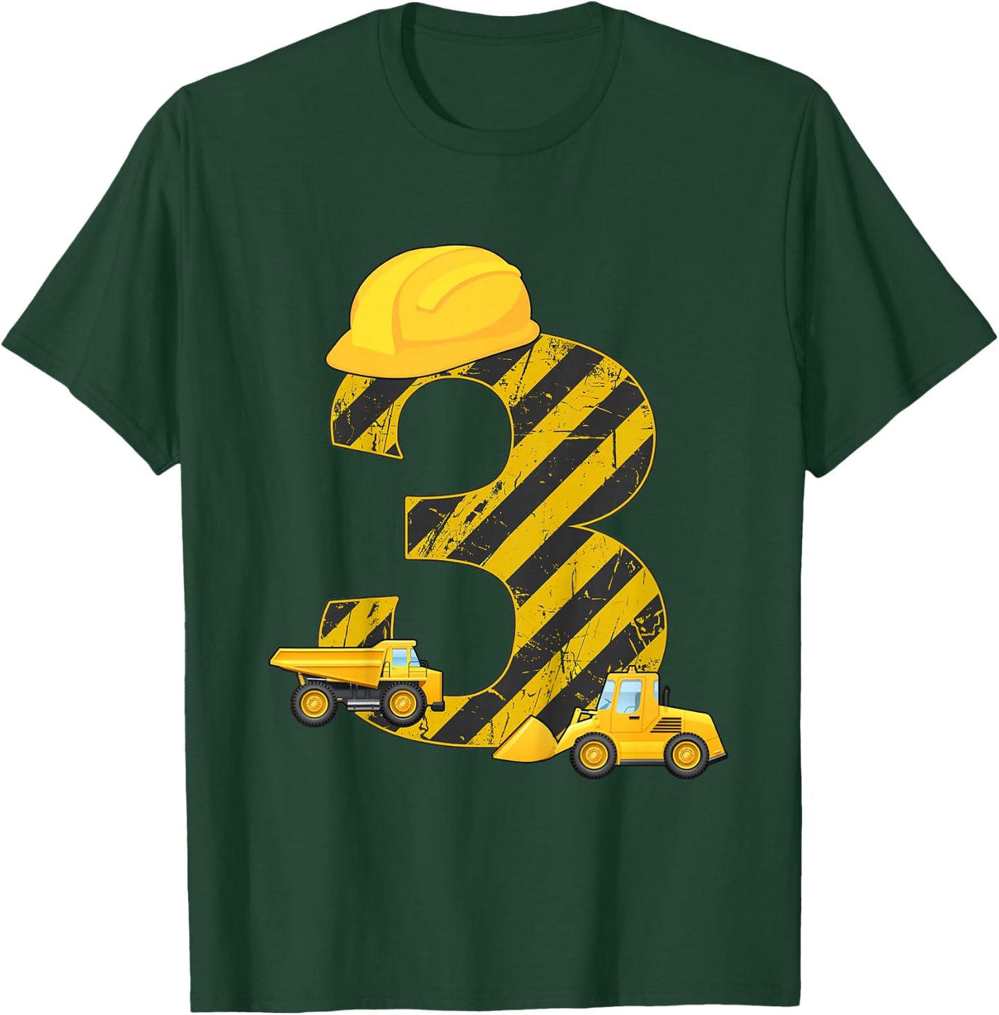 3rd Birthday Digger I 3 Years Builder Excavator Gift T-Shirt - T-Shirt | Forest