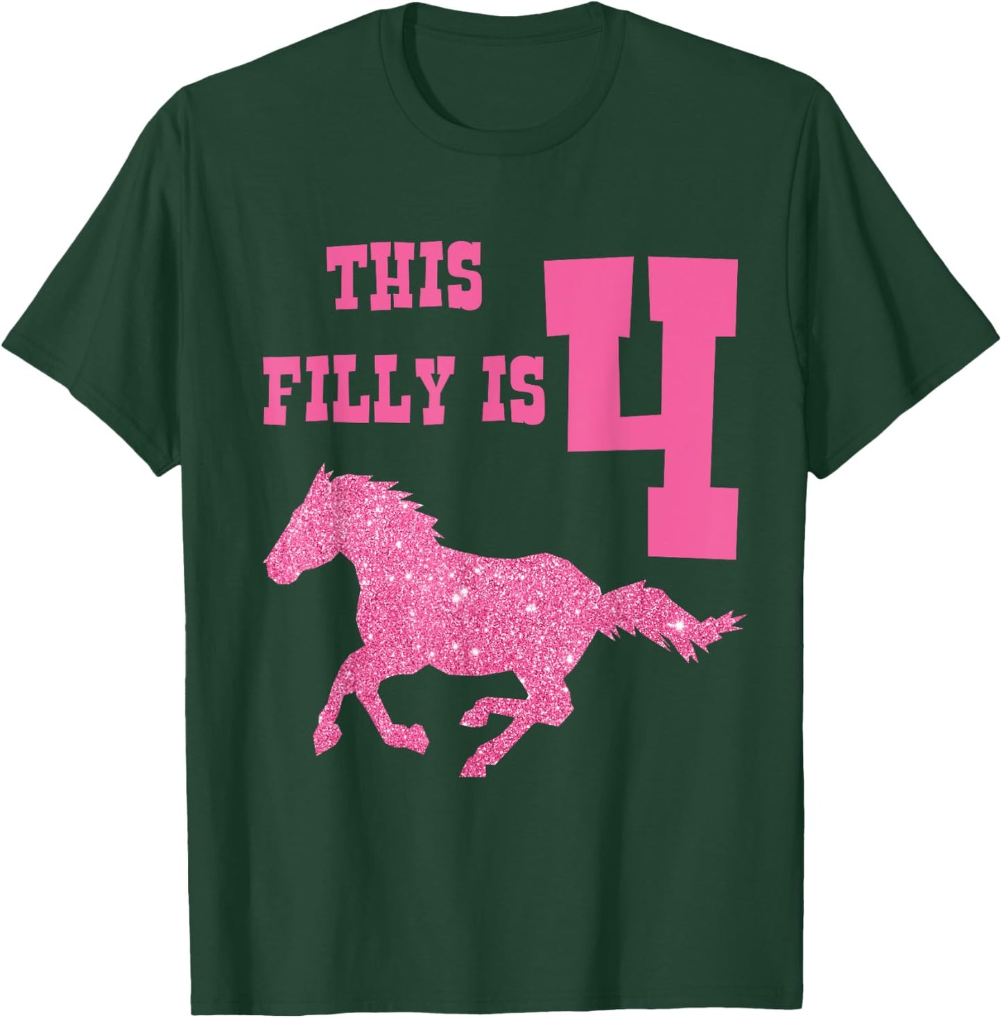 Kids 4th Birthday Horse - Party for 4 Year Old Girls T-Shirt - T-Shirt | Forest