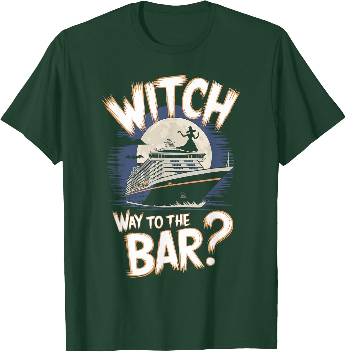 Witch Way to the Bar Funny Halloween Cruise T-Shirt - T-Shirt | Forest