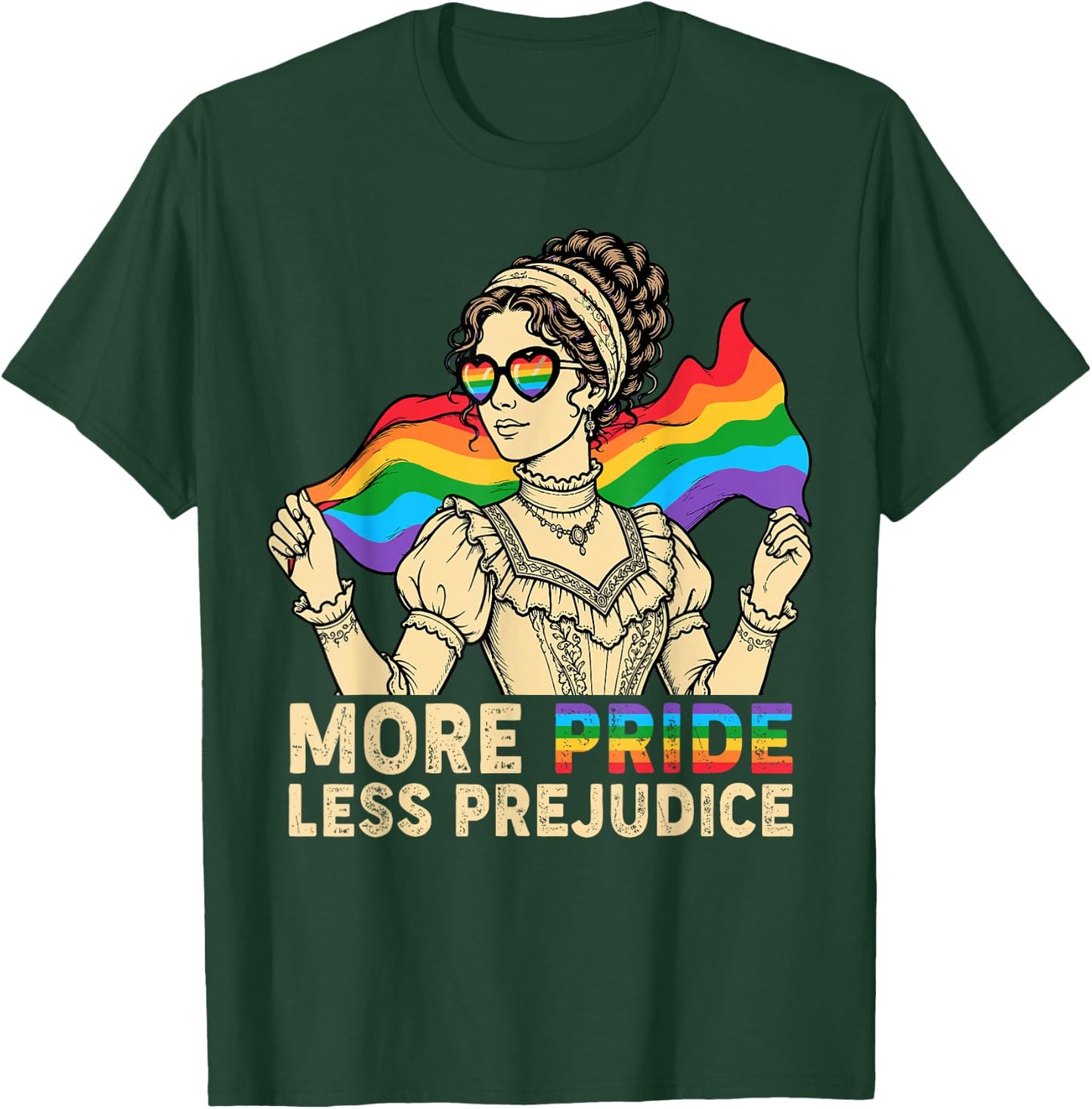 More Pride Less Prejudice Rainbow Gay LGBTQ Ally Pride Month T-Shirt - T-Shirt | Forest