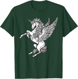 Victorian Unicorn - Magic Fairy Pegasus Engraving T-Shirt - T-Shirt | Forest