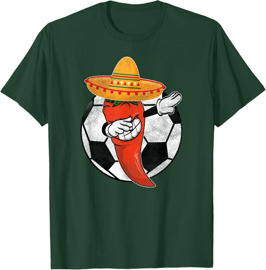 Soccer Ball Dabbing Hot Pepper Mexican Chili Cinco de Mayo T-Shirt - T-Shirt | Forest