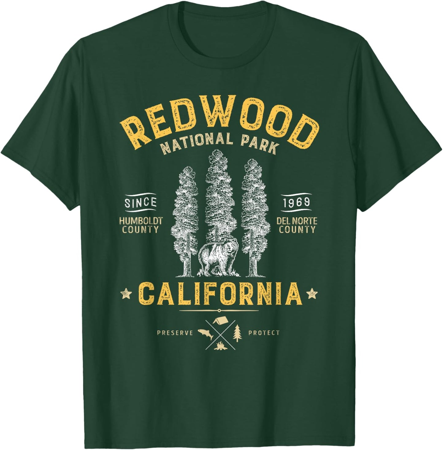 Redwood National Park T Shirt Vintage California Bear Gifts T-Shirt - T-Shirt | Forest