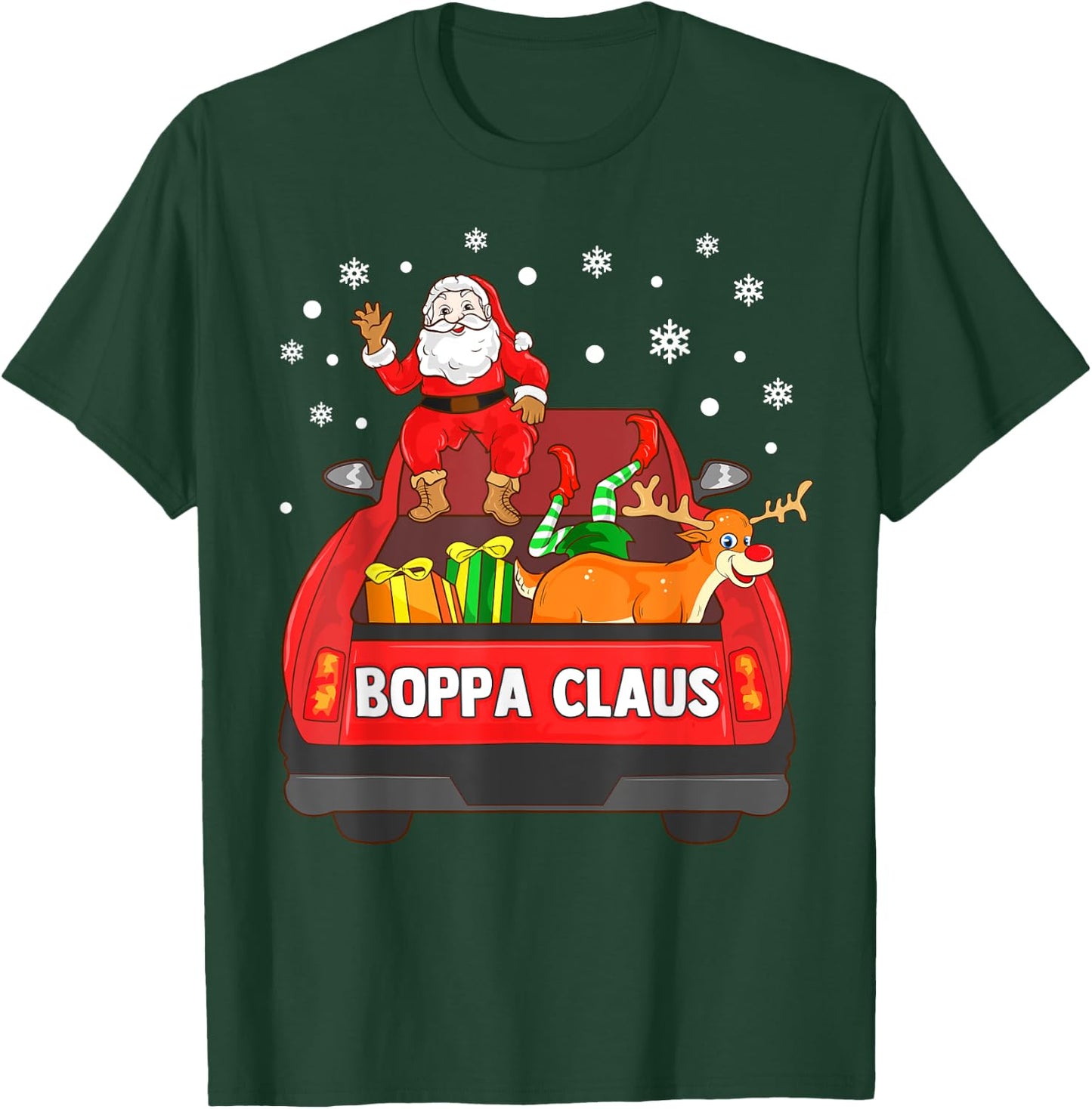 Boppa Claus Shirt Red Truck Santa Reindeer Elf Christmas T-Shirt - T-Shirt | Forest