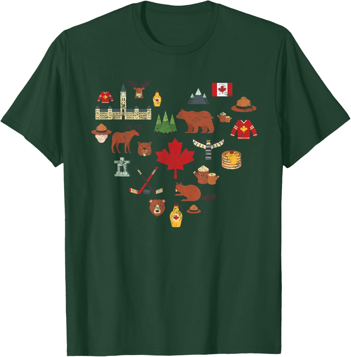 Canadian Vintage Symbols Canada Flag Maple Leaf RCMP T-Shirt - T-Shirt | Forest