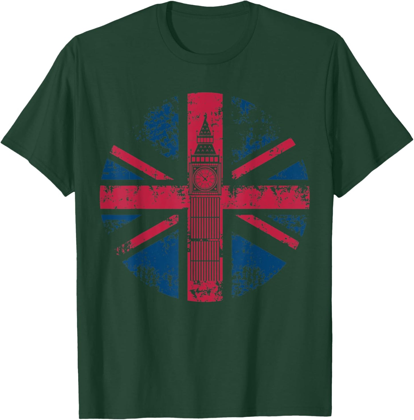 London Big Ben Union Jack Vintage UK Flag British Shirt Gift T-Shirt - T-Shirt | Forest