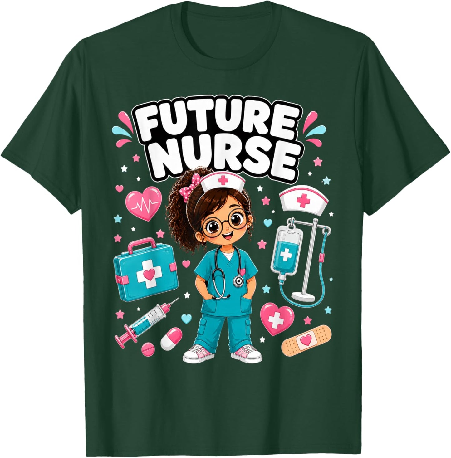 Future Nurse Cute Girl Medical Career Gifts for Girls Kids T-Shirt - T-Shirt | Forest