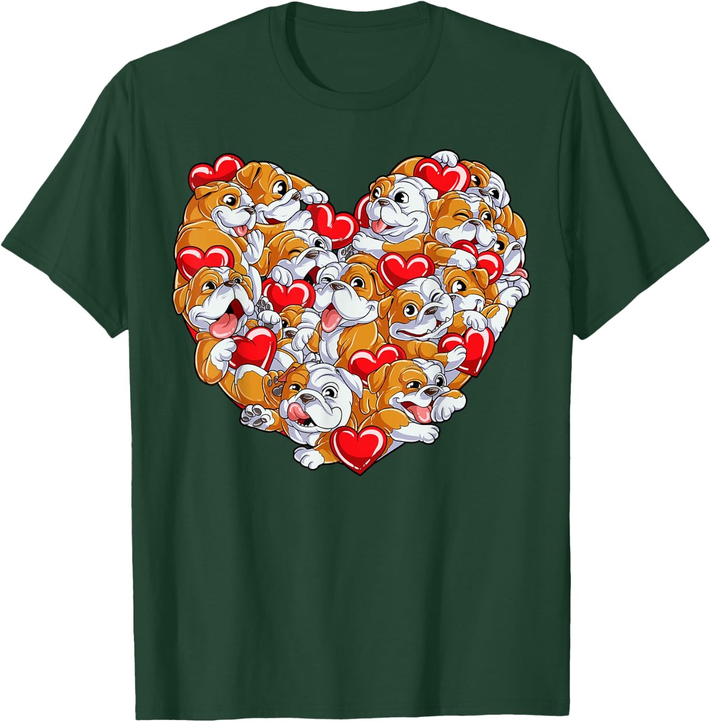 English Bulldog Valentines Day Shirt Heart Dog Lover Boys T-Shirt - T-Shirt | Forest