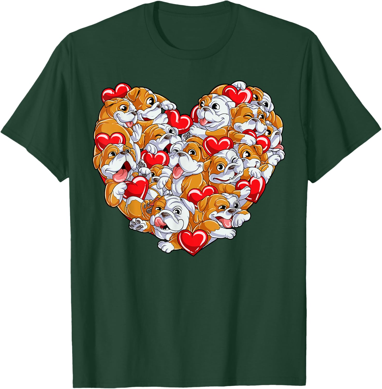 English Bulldog Valentines Day Shirt Heart Dog Lover Boys T-Shirt - T-Shirt | Forest