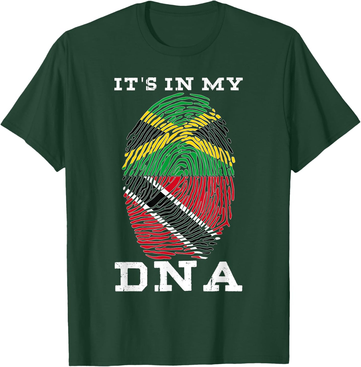 Trinidadian Plus Jamaican Mix DNA Flag Heritage Pride Gifts T-Shirt - T-Shirt | Forest