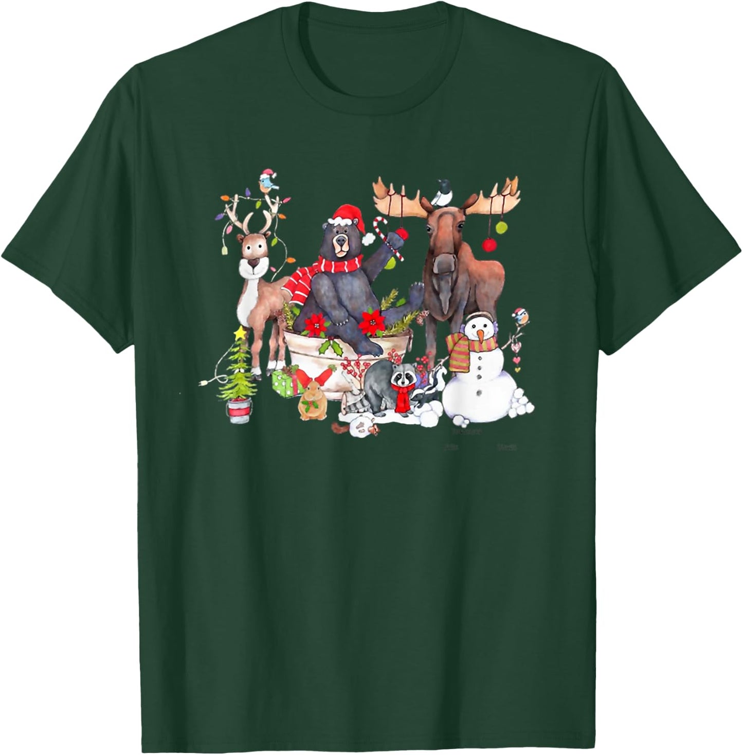 Funny Woodland Critter Christmas Gathering for Animals Loves T-Shirt - T-Shirt | Forest