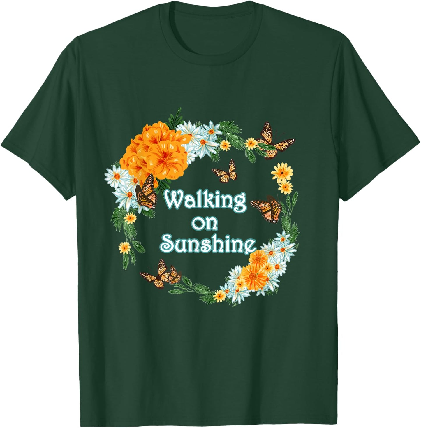 Walking on Sunshine Monarch Butterfly Vintage Summer Men Women Girls Kids T-Shirt - T-Shirt | Forest