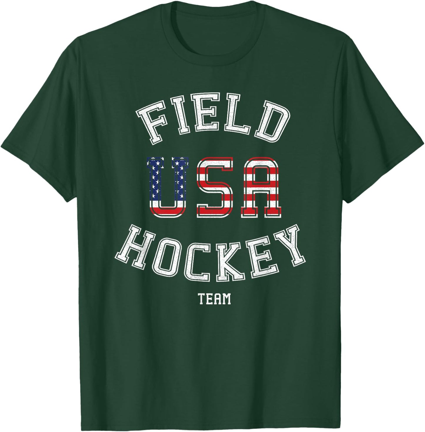 American Flag USA Field Hockey Player Gift Kids Men T-Shirt - T-Shirt | Forest