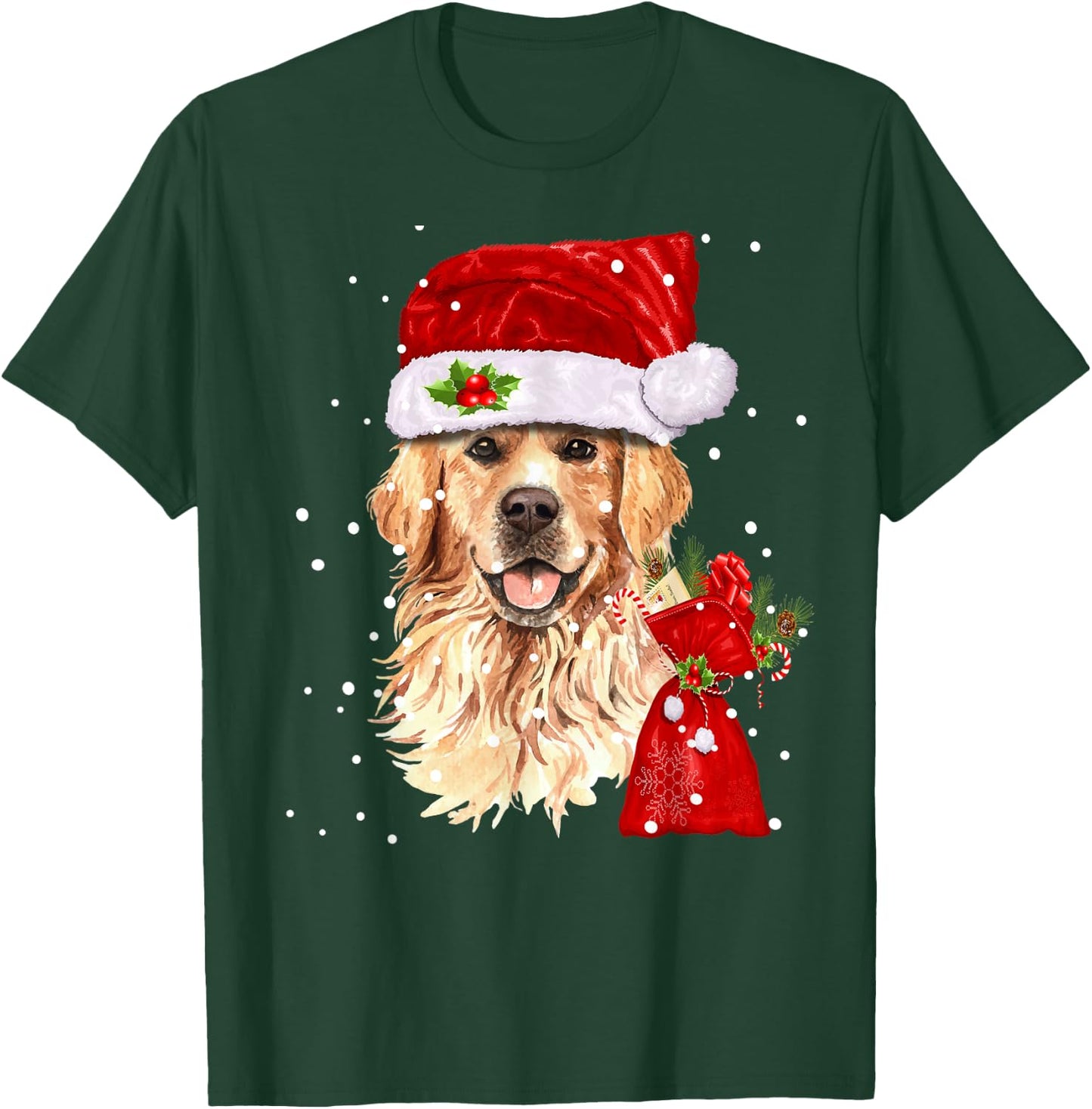 Golden Retriever T Shirt Dog Christmas Light Holiday Party Women Kids T-Shirt - T-Shirt | Forest