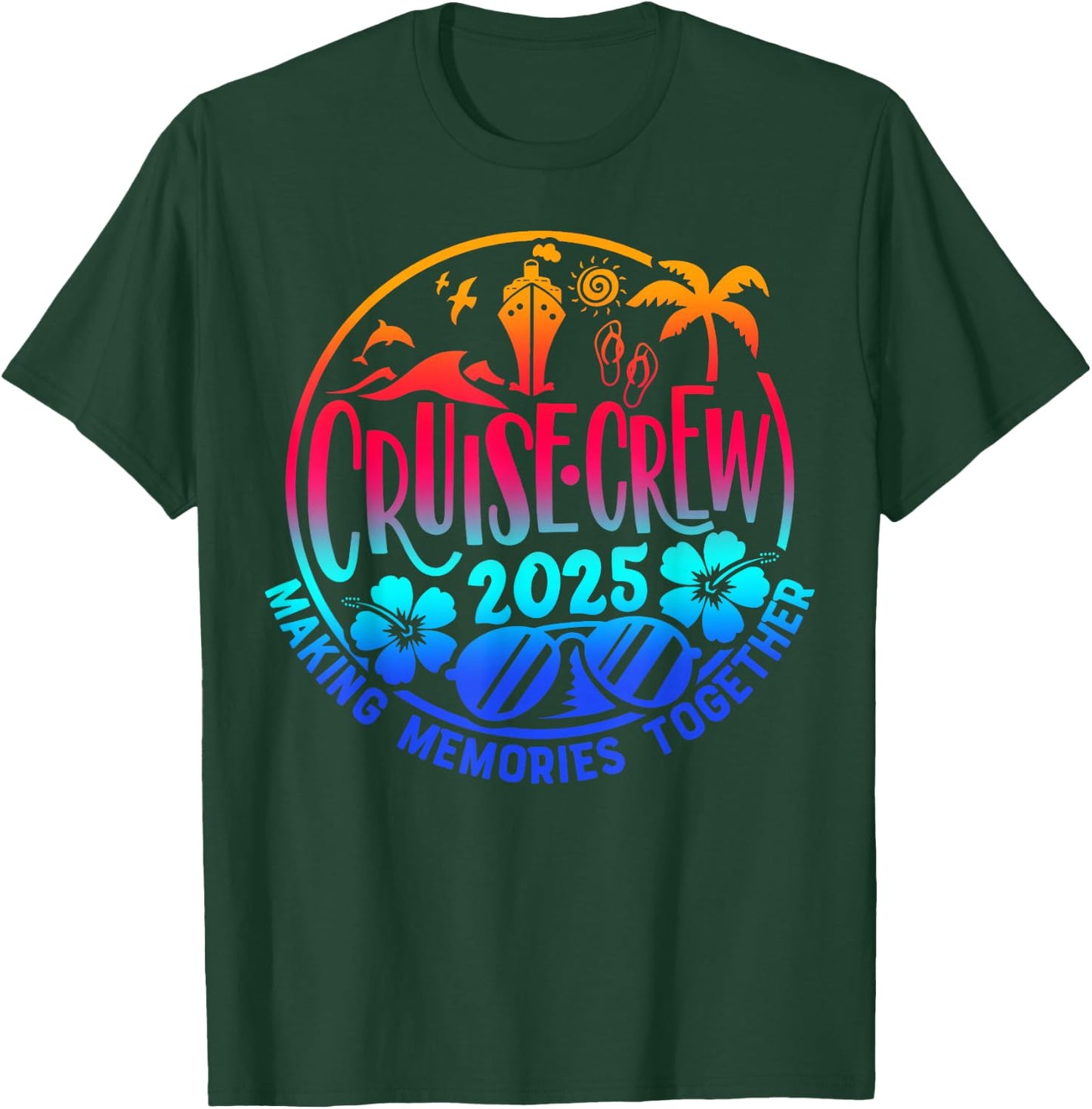 Cruise Crew 2025 Family Friends Vacation Matching Group Trip T-Shirt - T-Shirt | Forest