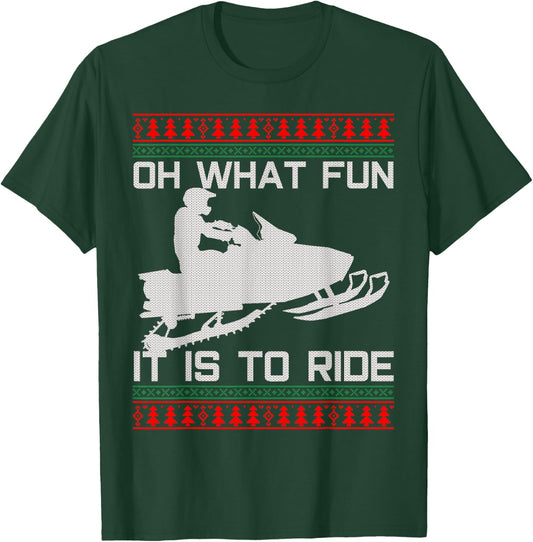 Snowmobile Ugly Christmas Christmas Funny Gift T-Shirt - T-Shirt | Forest
