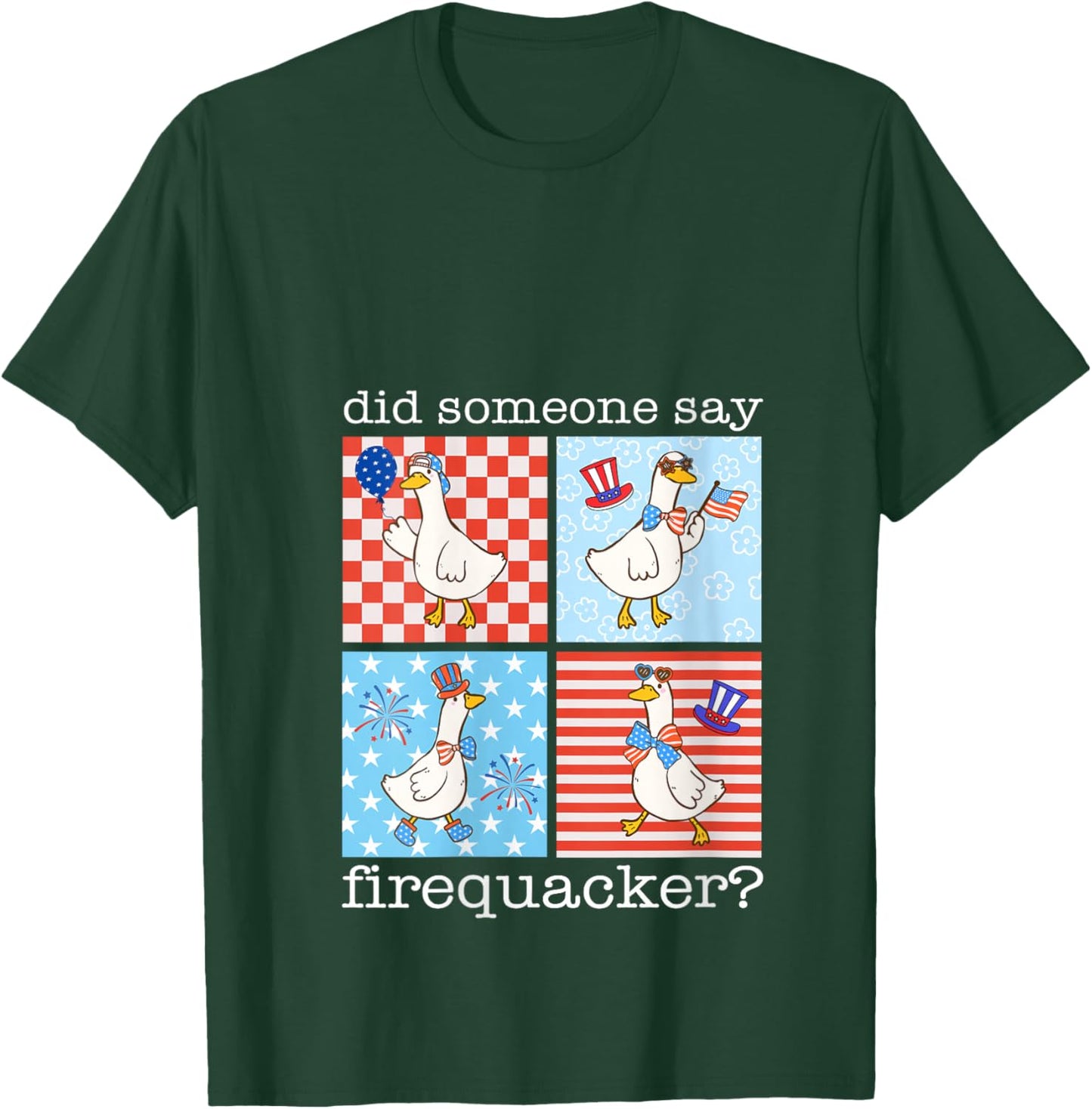 Women's Retro Did Someone Say Firequacker Silly Goose 4th of July V-Neck T-Shirt - T-Shirt | Forest