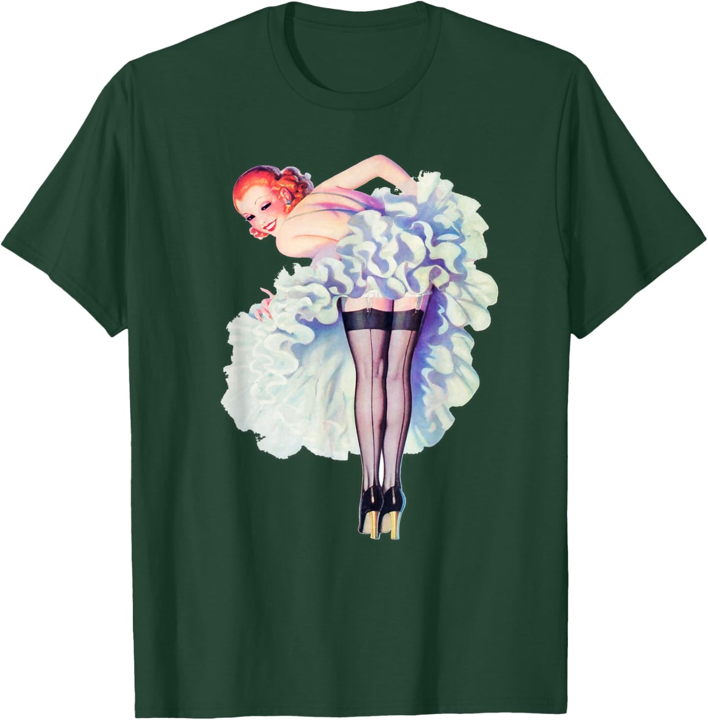 WW2 America Vintage Redhead Pin Up Girls-Sexy Pinup Girl Art T-Shirt - T-Shirt | Forest