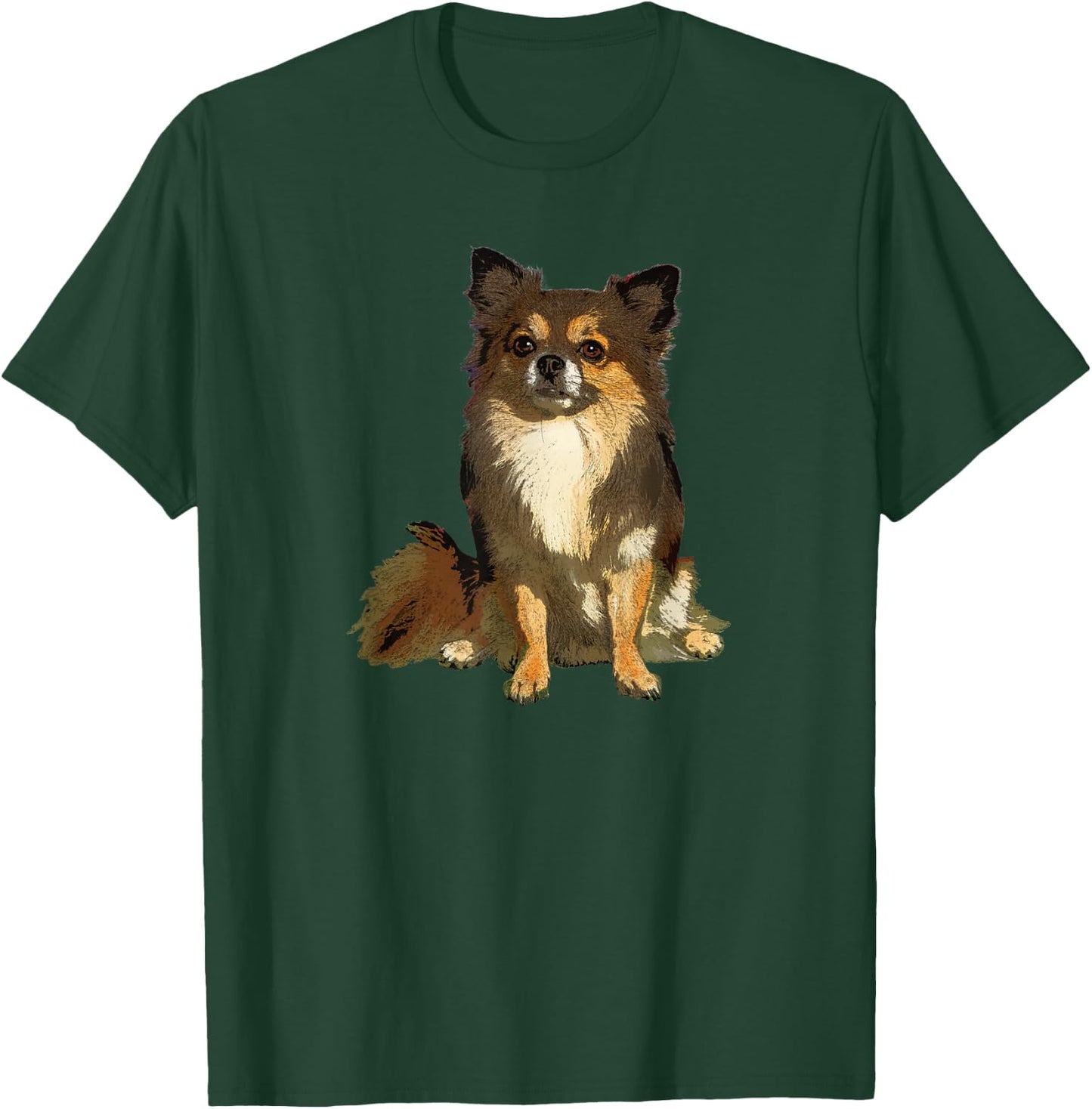 Long Haired Chihuahua Cute Cartoon Graphic Dog Lover Gifts Men Women Kids T-Shirt - T-Shirt | Forest