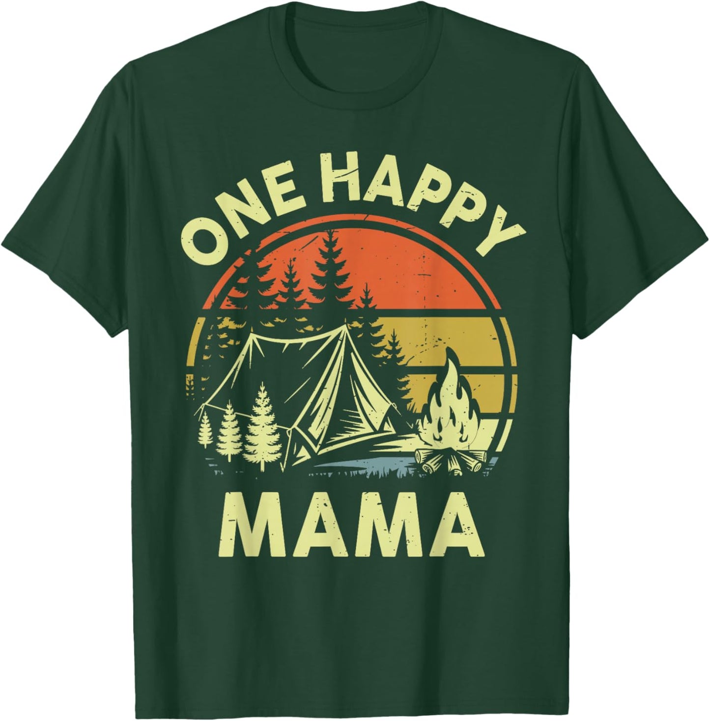 Funny One Happy Mama Camper Toddler Boy Camping Campfire T-Shirt - T-Shirt | Forest