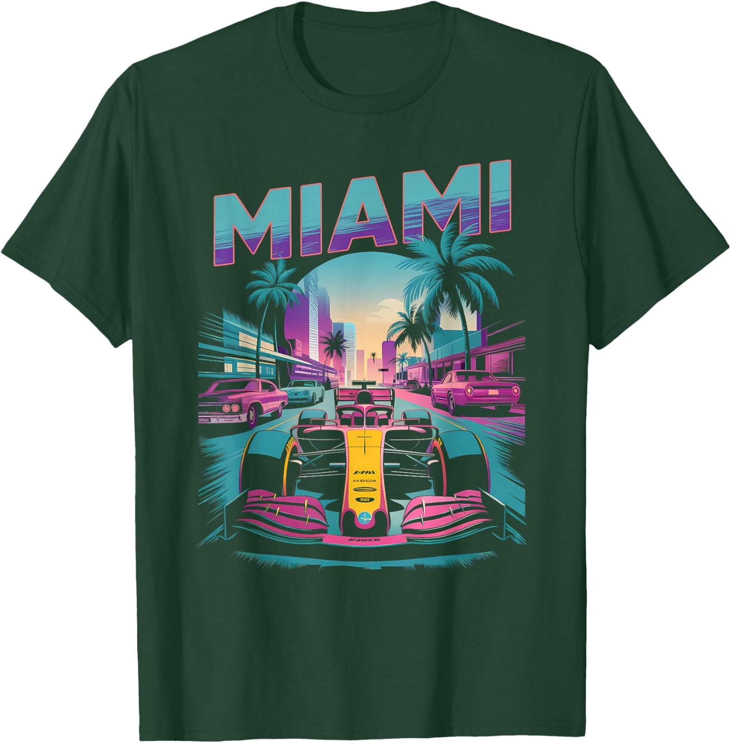 Miami Racing Gifts Men Women Race Car Racer Driver T-Shirt - T-Shirt | Forest