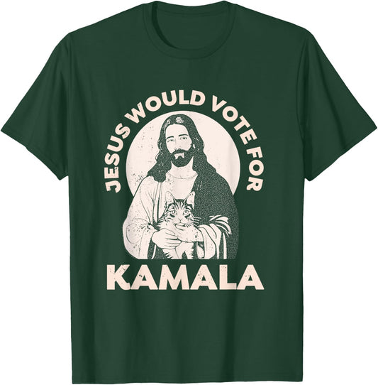 Jesus Would Vote For Kamala Harris 2024 Cat Lady T-Shirt - T-Shirt | Forest