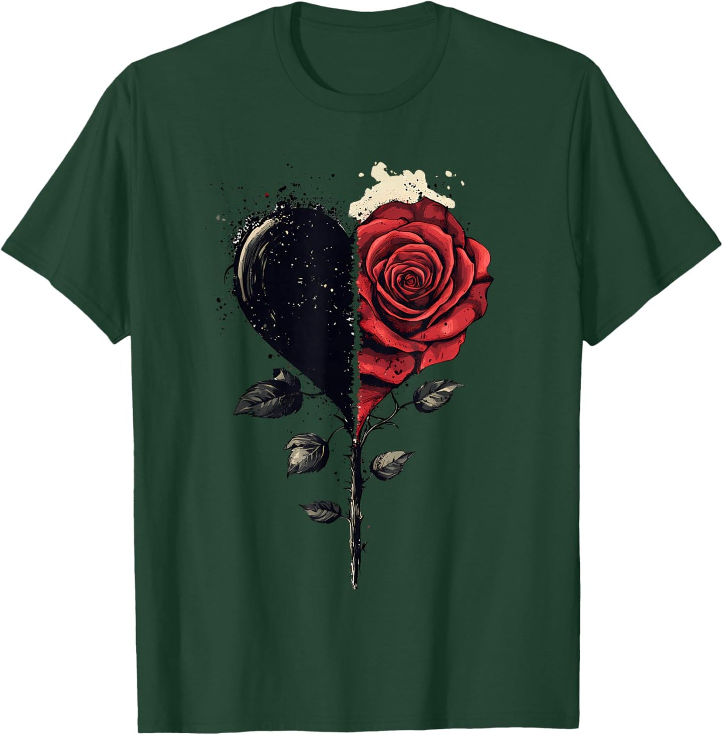 Red Rose Heart Flower Botanist Garden Gardening Flower Rose T-Shirt - T-Shirt | Forest