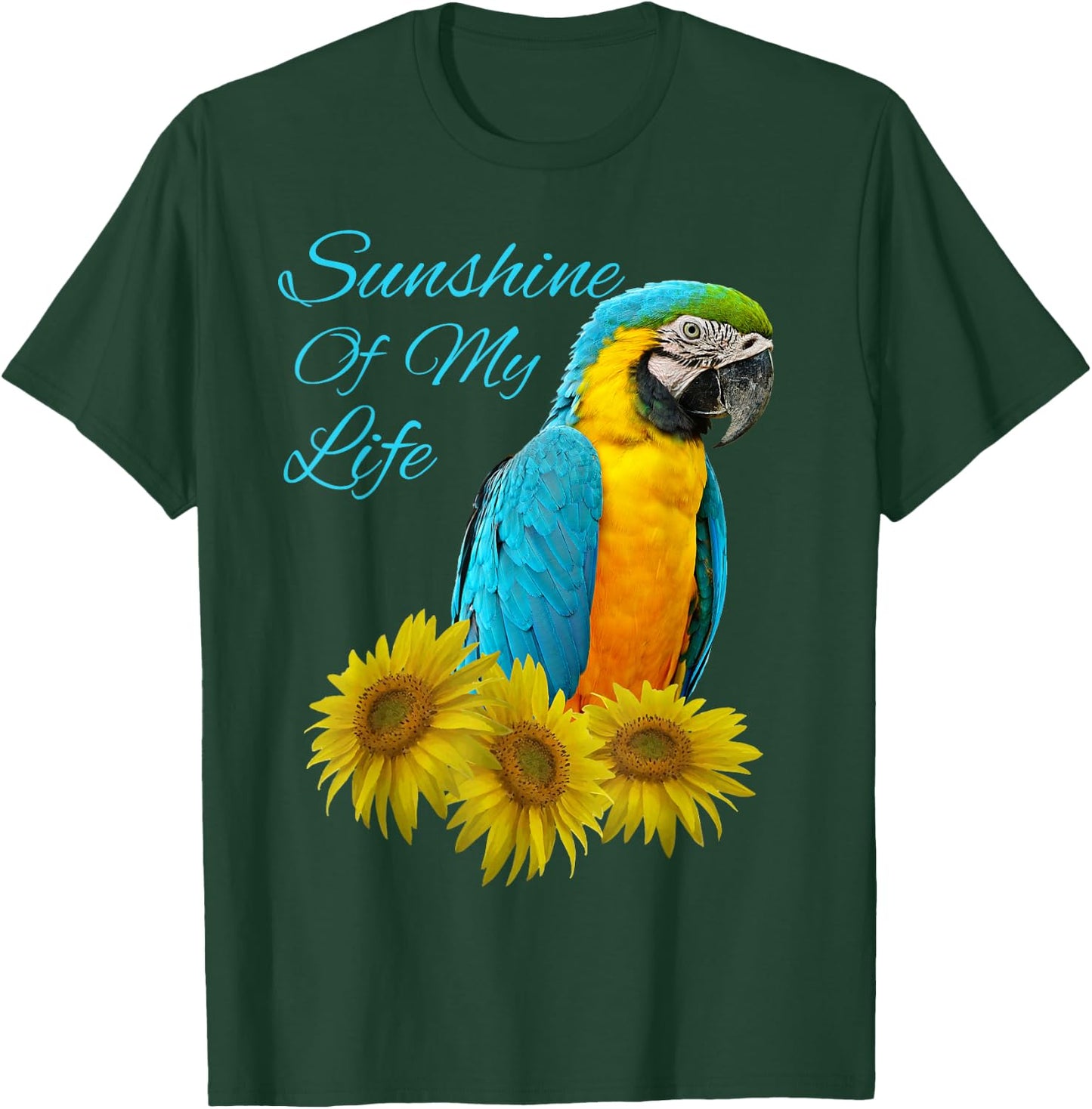 Yellow Chestnut Macaw Parrot Sunshine Sunflower T-Shirt - T-Shirt | Forest