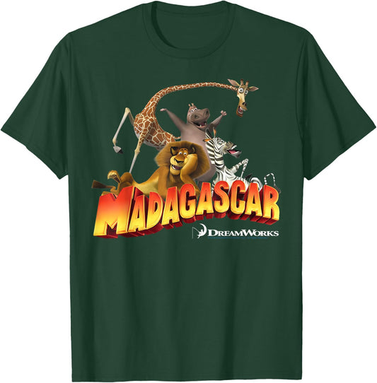 Madagascar Group Shot Classic Movie Logo T-Shirt - T-Shirt | Forest