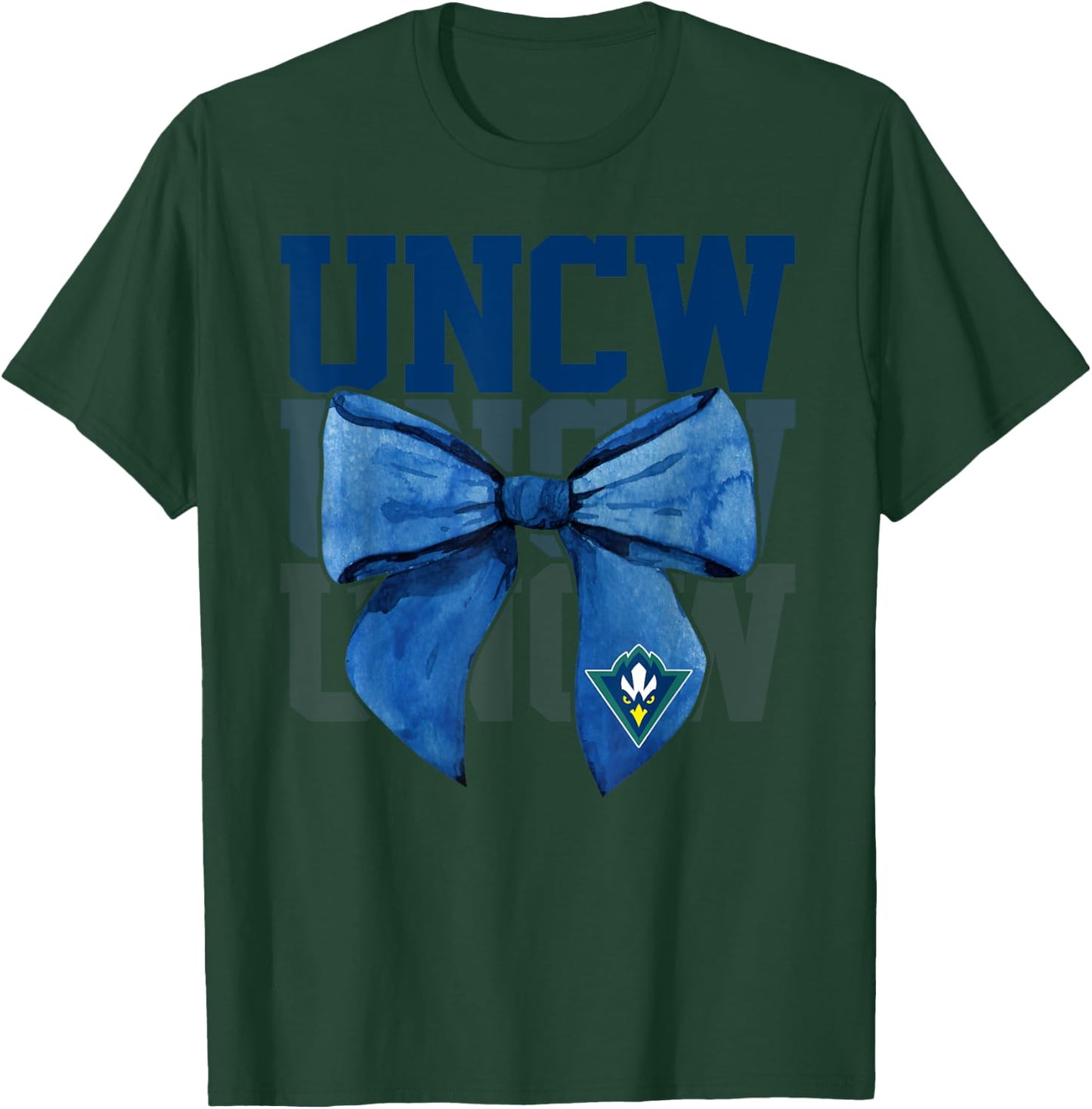 UNCW Arch Vintage Retro College Bow Athletics Girls Women T-Shirt - T-Shirt | Forest