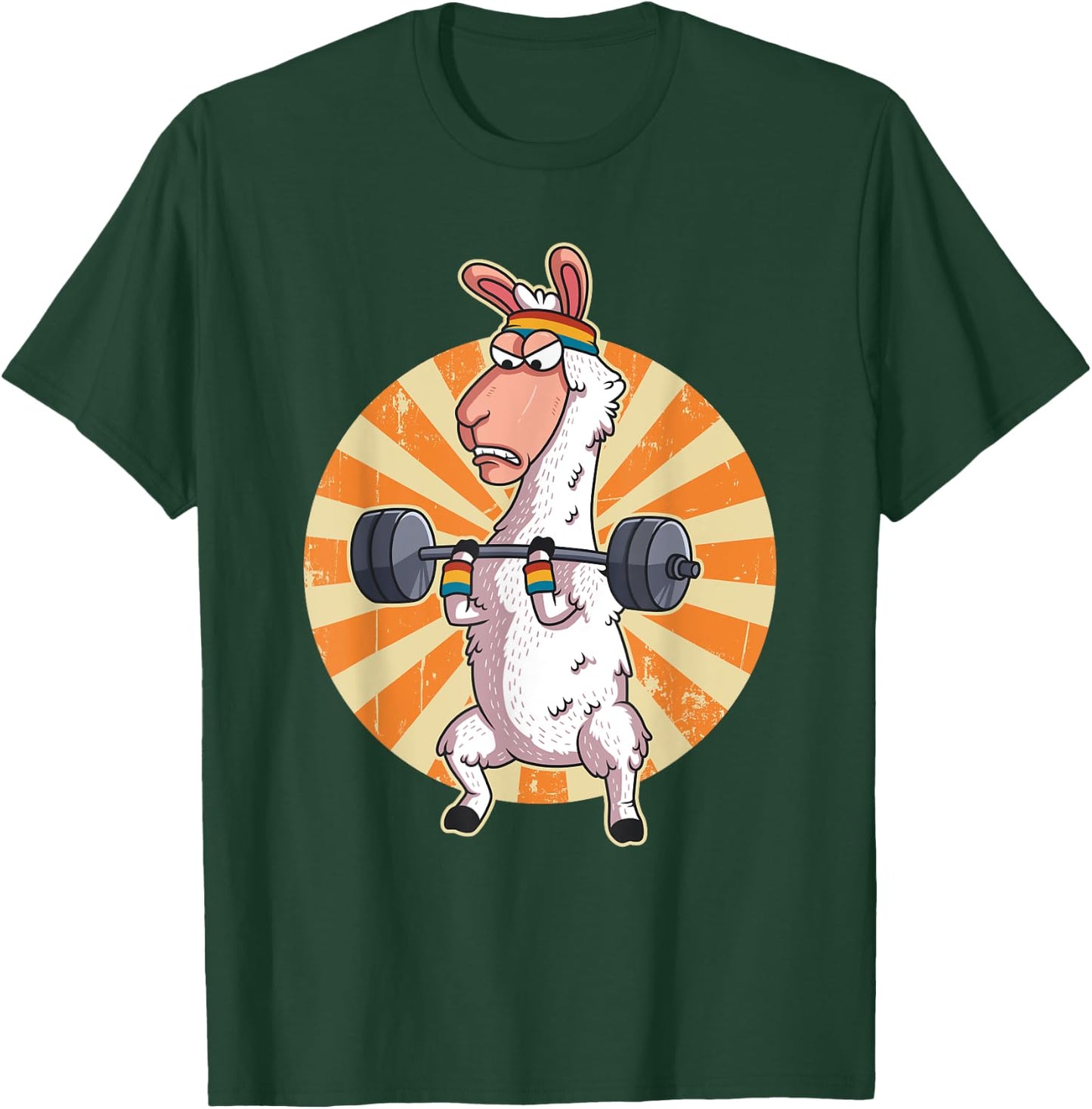 Weightlifting Llama Alpaca Gym Training Workout Gift T-Shirt - T-Shirt | Forest