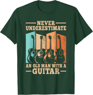 Never Underestimate an Old Man with A Guitar Funny Guitarist T-Shirt - T-Shirt | Forest