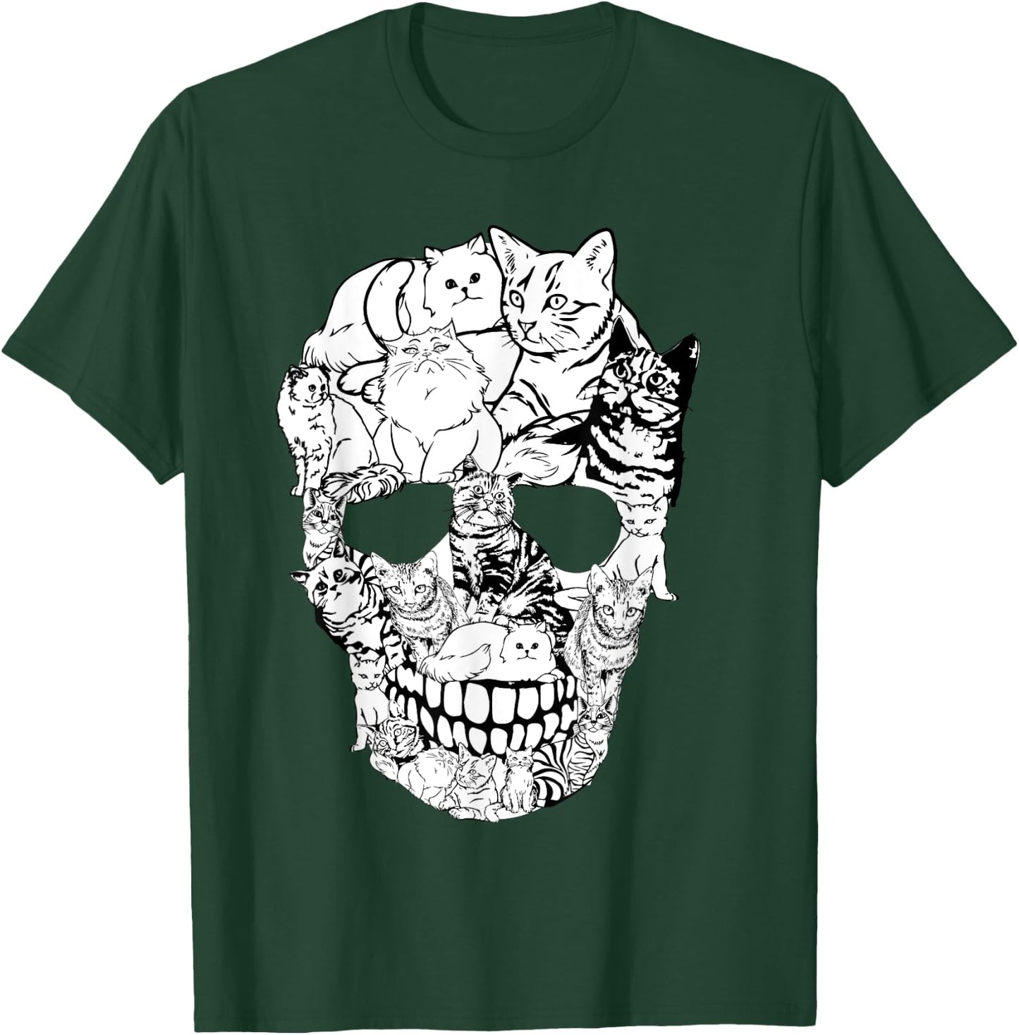 Cat Skull Shirt - Kitty Skeleton Halloween Costume Skull Cat T-Shirt - T-Shirt | Forest