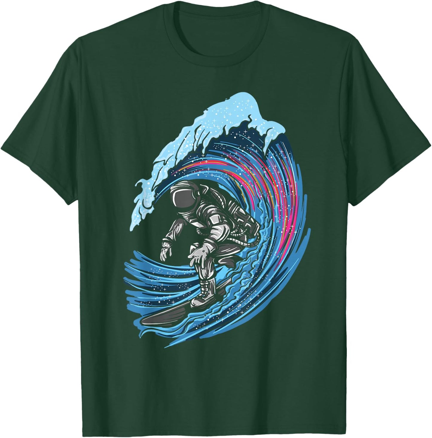 Astronaut in Space Surfer Surfing Beach Artsy T-Shirt - T-Shirt | Forest