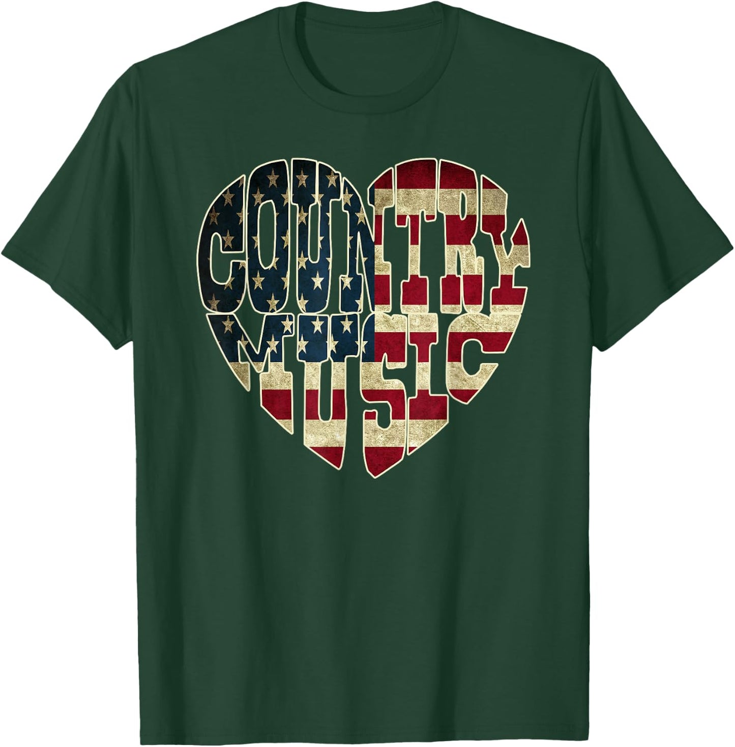 I Love America Country Music Patriotic Shirt USA Flag Kids Men T-Shirt - T-Shirt | Forest