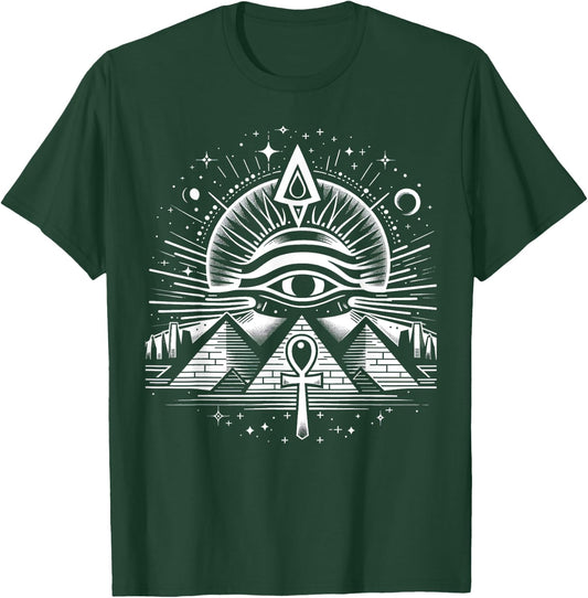 Mystical Ancient Egyptian Symbols Eye T-Shirt - T-Shirt | Forest