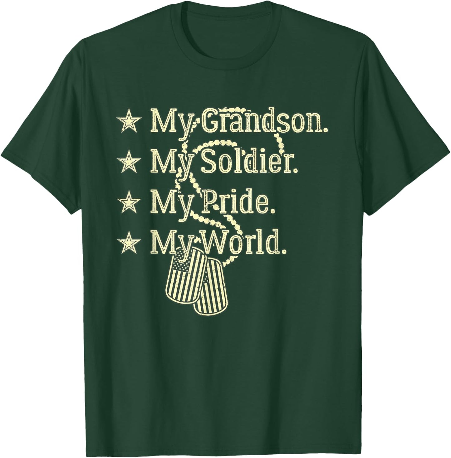 My Grandson My Soldier Hero Proud Military Grandparent Gift T-Shirt - T-Shirt | Forest