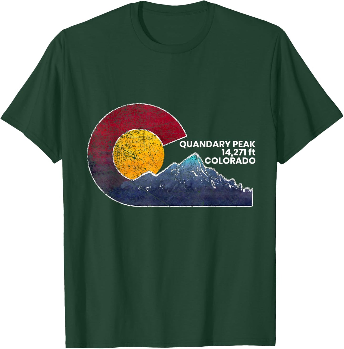 Quandary Peak Colorado Flag Inspired Scenery T-Shirt - T-Shirt | Forest