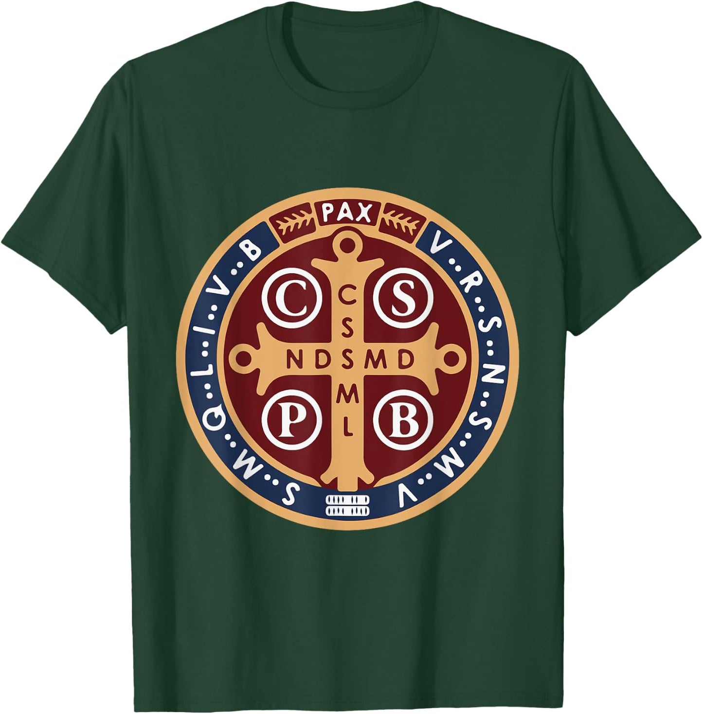 Spiritual Religious Christian Catholic St Benedict T-Shirt - T-Shirt | Forest