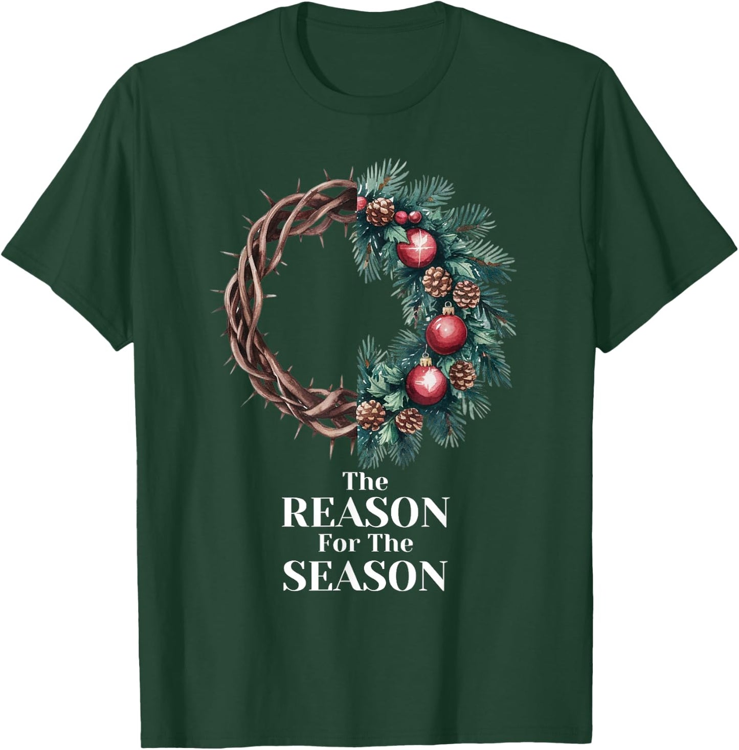 The Reason For The Season God Christian Christmas Holiday T-Shirt - T-Shirt | Forest