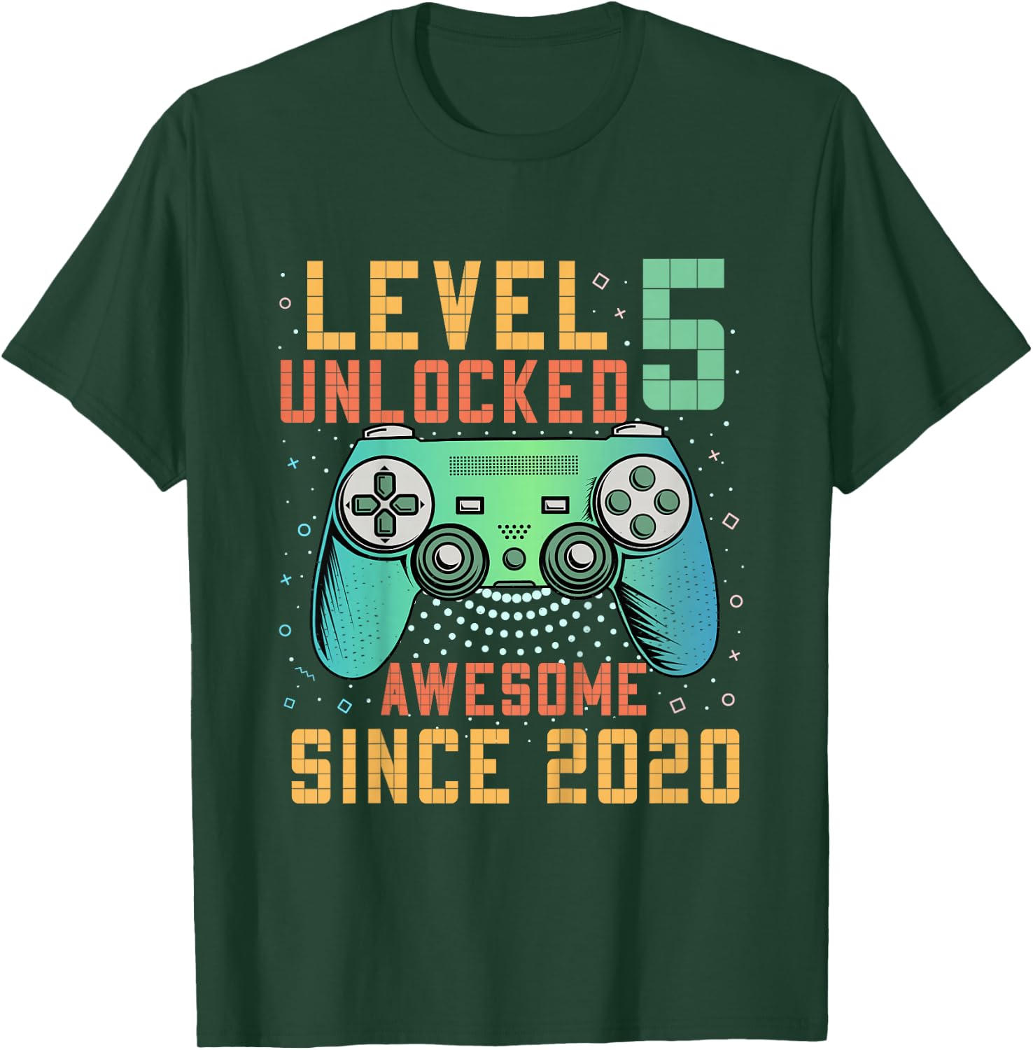 Kids Level 5 Unlocked 5th Birthday 5 Year Old Boy Gifts Gaming T-Shirt - T-Shirt | Forest